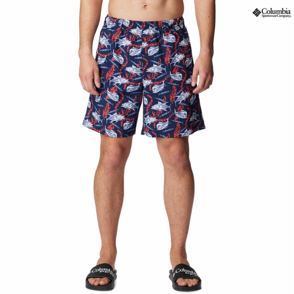 Columbia PFG Omni-Shield Backcast Printed Water Shorts Bluestone Billybait XL